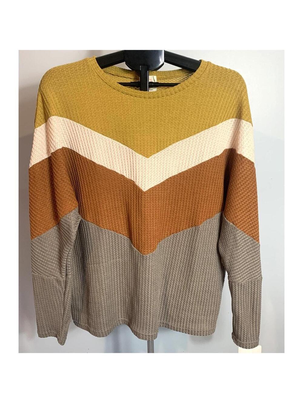 Grace & Emma Colorblock Waffle Knit Pullover Sweater Women's XL